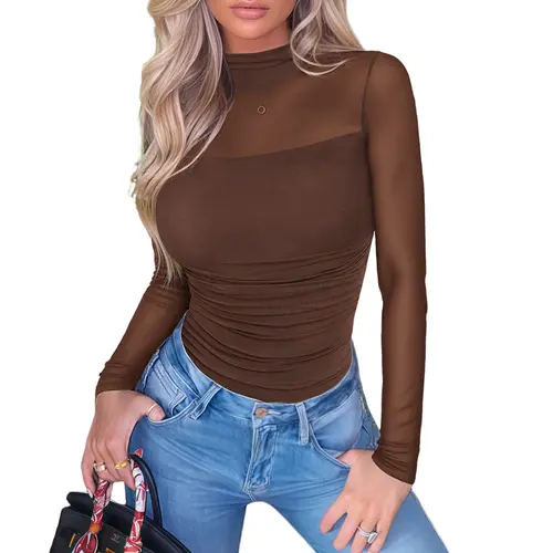 Avidlove Women Long Sleeve Bodysuit Turtle Neck Shapewear Body Suits Mesh One Piece Leotard Shirt Going Out Tops Fall Outfits