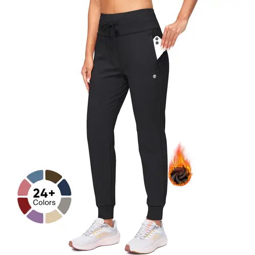 G Gradual Women's High-Waist 77% Polyester Fleece-Lined Water-Resistant Joggers - Workout Casual Baggy Streetwear Pants with Drawstring, Tapered Legs, Zip Pockets Secure, Adjustable Bottom for Running, Skiing, Winter Warm Athletic Wear