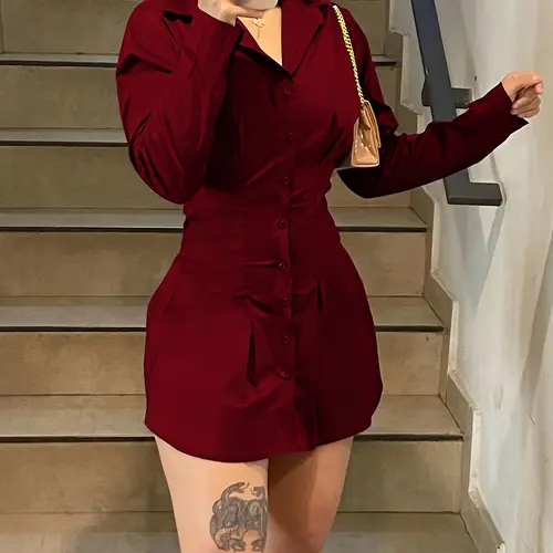 Open Front Mini Dress, Long Sleeves, Asymmetrical Hem, Elastic Waist Design, Casual & Party Wear, Teen Girls Street Style, Instagram Trending, Fit
