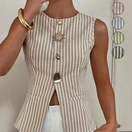 Women's Casual Top with Distinctive Button-Front Closure, Stylish and Comfortable Woven Design, Fit, Perfect for Everyday Wear and All Seasons, Womenswear