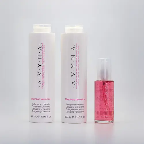 Avyna Ialuronico Hair Care Repair Hair Set, Small Shampoo-Conditioner Multi-Pack with Collagen & Keratin + Ialuronico Fluid
