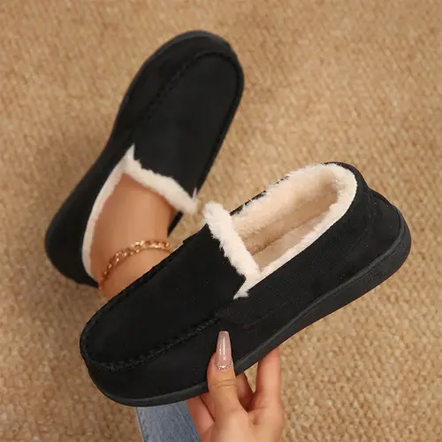 Women's Cozy Loafers with Plush Fuzzy Comfortable Slip - On Walking Slippers Indoor Outdoor Fleece Shoes Winter Warm Mini Snow Boots Springfresh