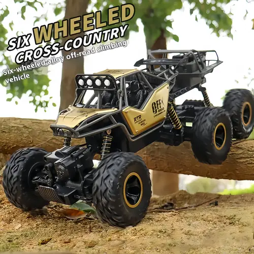 High performance six-wheel drive remote control off-road vehicle, great rock climbing and cross-country ability. Compact practical size, fun to play outdoors, nice birthday surprise gift for little children.