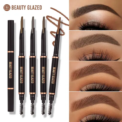 Beauty Glazed Waterproof Long-Lasting Eyebrow Pencil - Double-Ended Design, 4 Color Options, Natural Finish, Easy to Use, Long-Wear & Smudge-Resistant, Suitable for All Skin Types