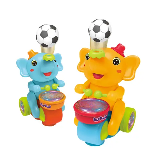 Cartoon Plush Baby Sound Toy - Musical Walking Drummer Elephant Infant Ride-On Electric Cart with LED Lights & Sounds, Kids Gift