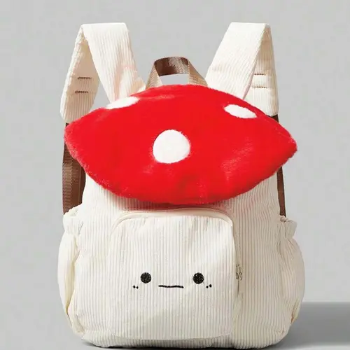 Niche cartoon mushroom top creative design bag, casual versatile, cute and soft schoolbag, three-dimensional mushroom small backpack, Cute Backpacks, versatile daily travel, shopping, Kawaii Backpack Daypacks