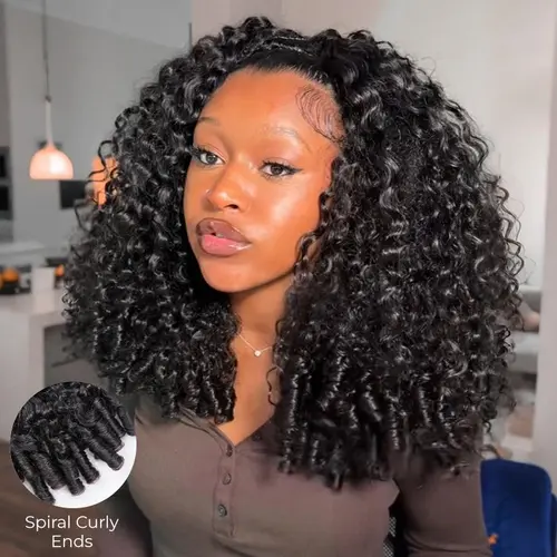ISEE HAIR 250% Density Burmese Curly Wear Go Half Wig Glueless Human Hair Wig - InvisiFit Strap Flip Over Wig with Drawstring Cap Invisible Hairline, Beginner-Friendly, Seamless Blend, Summer Hairstyles Beach Essentials#SummerWins #DealsForYouDays