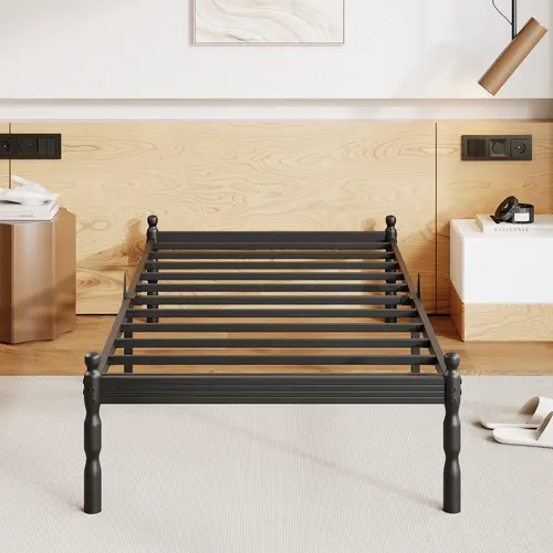 QUEEN Size Vintage Roma Bed Frame with 14 Inches Heavy Duty Sturdy Platform Anti-Slip Design Easy Assembly No Box Spring Needed Safe Rounded Columns Modern Noise-Free Design Ample Storage  #Summervibes