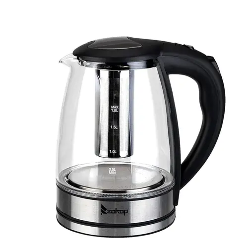 Winado 1800W 1.8L Modern Electric Glass Kettle with 304 Steel Components, Colorful LED Sets the Mood, 360° Easy Docking, 5-Minute Auto Shut-Off, Boil-Dry & Overheat Protection, BPA-Free Parts for Peace, US Plug, Kitchen Appliances for Coffee, Tea