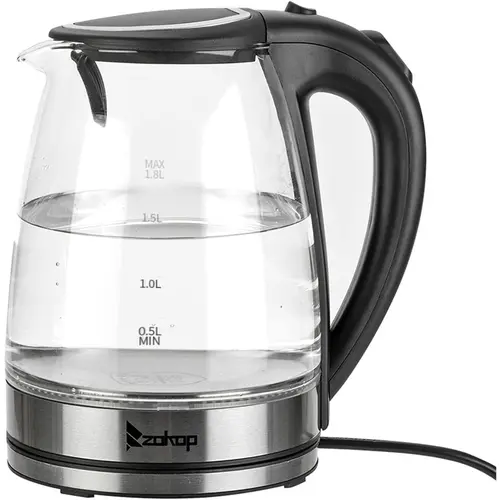 Zokop Glass Electric Kettle - 1.8L Cordless Kitchen & Household Appliances with LED Light, Auto Shut-Off, Boil-Dry Protection, 1500W Hot Water Boiler (Style 2), Kitchen Appliances