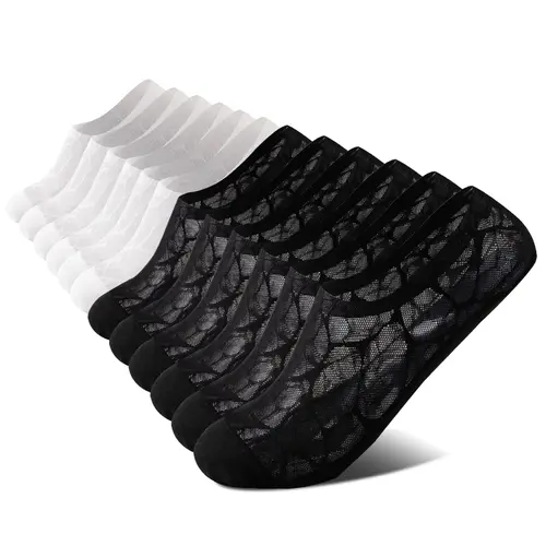 NEXFORMX Mens Camellia Scented Lace Mesh No Show Socks 6 Pack Breathable Ultra Thin Invisible Cotton Anti Slip Summer Comfort