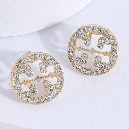 Elegant Rhinestone Embellished Hollow Out Round Stud Earrings, Fashionable Minimalist Design, Small Metal Ear Pins for Women, Perfect for Daily Wear, Unique Design Earrings, Stud Earring Jewelry, Studs Earrings