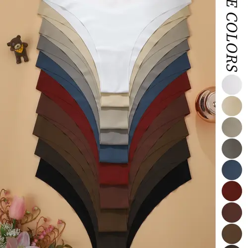 4/6/8/10/12-Piece Sets - Seamless Smooth Fitted Women's Underwear Panties, Silky Seamless Panties, Lingerie Summer Lightweight Basic Collection Everyday Cool Silk Underwear Sport Yoga Fitness Thongs Holiday Gifts