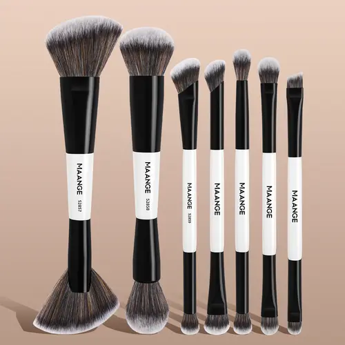 MAANGE 7pcs Professional Dual-Ended Face Makeup Brushes Set, Makeup Brush Sets, Brush Combo, Foundation Brush Concealer Brush Blush Brush Eyeshadow Brush Contour Brush Powder Brush, Beauty Essential, At Home Or On-The-Go