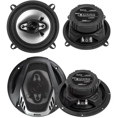 BOSS NX524 5.25" 300W and 6.5" 400W 4 Way Car Audio Coaxial Speaker Set (4 Pack)