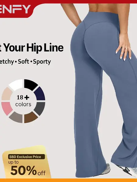 DENFY SoftMotion Straight Leg Bottoms 31" Inseam Fitness Gymwear Women Workout Leggings Gym Sportswear Outdoor Sports Yoga Pants