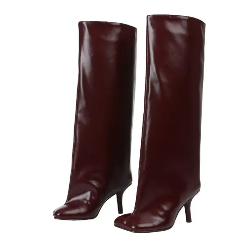 Suede Knee High Boots Square Toe Stiletto Heel Wide Calf Long Boots Fashion Slip-On High Boots,shoes for back to school,back to school shoes