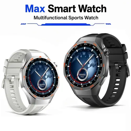 Max Premium Round Touchscreen Smart Watch - Large Dial, Long-Lasting Battery, Phone Call, Bluetooth Music Player, 30+ Sports Modes, Health Tracking, Wristwatch for Fitness Enthusiasts, Daily Wear Smart & Wearable Device