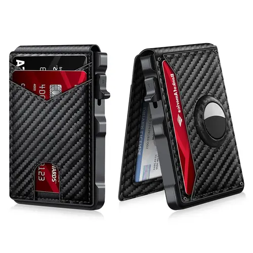 Men's Wallet with Money Clip Leather Slot Credit Card Holder RFID Blocking Bi-Fold Minimalist Design Ultra-Thin Pop-Up Wallet Slim Wallet