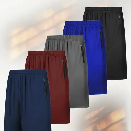 5-Pack Men's Solid Sports Shorts, Breathable Quick-Dry Drawstring Activewear with Pockets for Gym, Running & Workout Training, Breathable Fitness Shorts, Drawstring Active Shorts,back to school,back to school haul