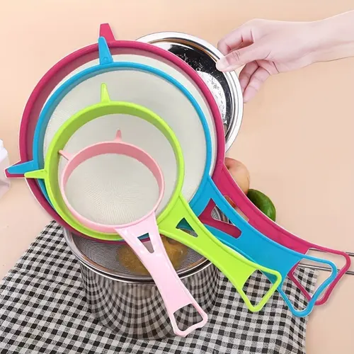 Easy-to-Clean 4pcs Kitchen Strainer Set with Handles, Kitchen Strainer Utensils, Kitchen Accessories, Perfect for Powdered Sugar, Soy Milk, Flour & Rice Washing, Essential Baking Gadgets, Food Colander Kitchenware, Strainers And Colanders