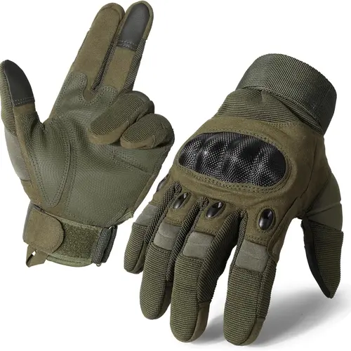 Men's Motorcycle Biker Protective Gloves - Touchscreen Compatible, Hard Shell, Palm Padding for Airsoft, Paintball, Camping Sports