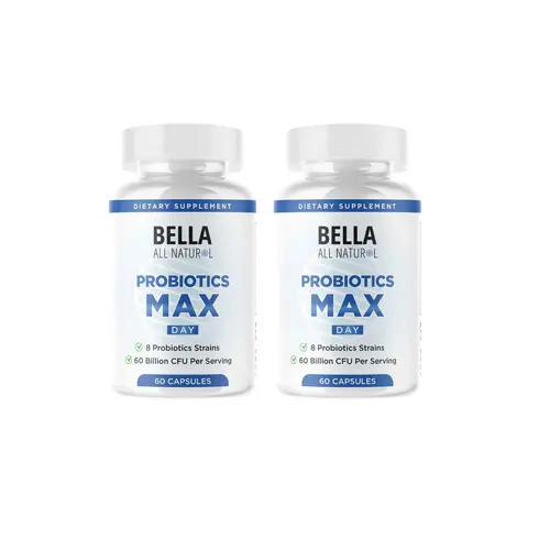 2 Pack Bella All Natural Probiotics MAX Day - 8 Probiotic Strains & 60 Billion CFU per Serving for Daily Use