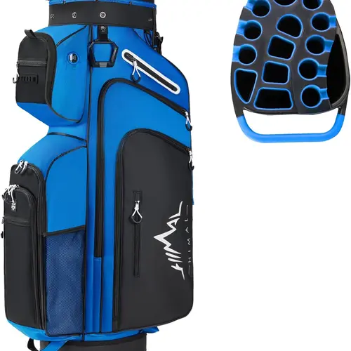 uniHimal Hive Vault 14-Way Golf Cart Bag for Adults, Premium Full-Length Gear with Magnetic Leather Pocket, Handles, Rain Cover, Adjustable Strap, Silent Locking Mechanism, Sturdy Plastic Base, Golf Equipment