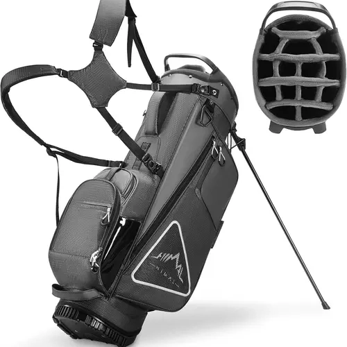 UNIHIMAL Unisex Adults' Golf Stand Bag, Golf Accessory with 14-Way Top Protect Clubs, PU Leather & Polyester, Magnetic Large Pockets Space, Dual Straps, Top Handle, Stable Stand Bag, Thoughtful Design Upgrade, Portable Golfer Gift