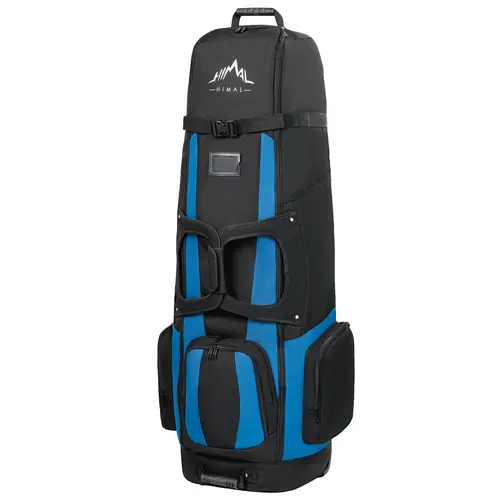 UNIHIMAL Golf Travel Bag for Airlines - 900D Polyester Durable Abrasion-Resistant Waterproof Soft-Sided Golf Supply, Multi-Compartment Universal Size for Full Set Fit, Black-Blue Transport Accessory with Wheels