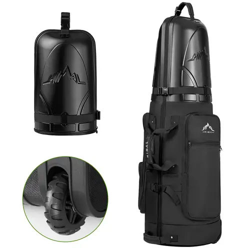 UNIHIMAL Golf Club Travel Bag with Hard Case Top, 1680D Heavy Duty Oxford Durable Lightweight Multi-Compartment Bag, Transport Wheels for Airlines, Golf Accessories