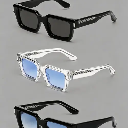 Caterside 1/2/3 Counts Retro Thick Frame Sunglasses, Hip-Hop Style Rectangular Glasses, Unisex Casual Outdoor Cycling Music Festival Streetwear, Fashion Sunglasses