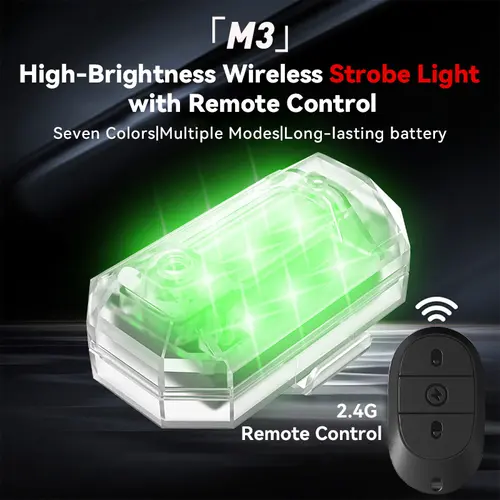 Wireless RGB LED Decorative Car Lights with Remote - High Brightness Strobes, USB Rechargeable for Motorcycle, Car, Drone, Bike, Cool Car Decorations