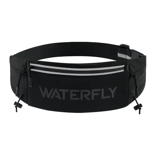 WATERFLY Unisex Mesh Fabric Sport Waist Belt Fanny Pack - Breathable, Adjustable 3-Pocket Phone Holder, Travel & Running Gym Equipment with Bib Clip (Fits All Phones)
