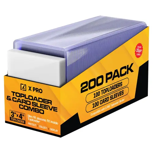 X PRO Toploader and Soft Sleeve Combo, 100 Ct. Toploader, 100 Ct. Soft Sleeve 3"x4"