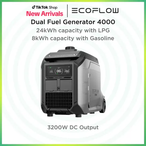 EcoFlow Smart Generator 4000 (Dual Fuel), 3200W DC Fast Charging Dual Fuel Smart Generator with LPG and Gas Support, Smart Control, for Home Power Backup, Emergency, Compatible with DELTA Pro 3 / DELTA Pro