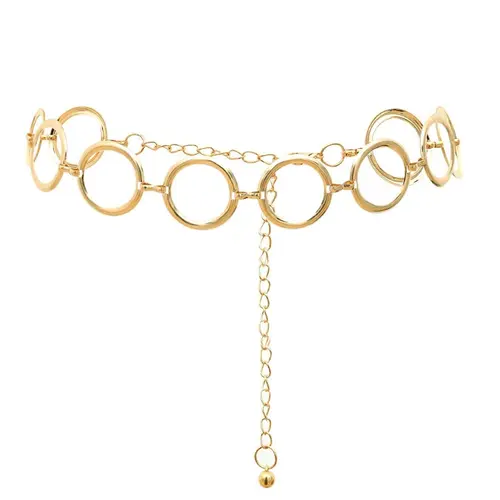 Waist Chain Circle, Gold Chain Belt Dangle Big Circles All Seasons Wear 109Cm Alloy Waist Chain Women Chic Fashion Body Jewelry Accessory Adjustable Waist Chain