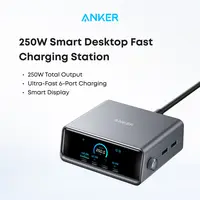 [Limited Offer] Anker Prime Charger, 250W GaN Prime USB-C Charging Station, Ultra-Fast 6 Ports, 2.26" LCD Display and Smart Control Dial (Silver) sohochic,back to school,back to school haul