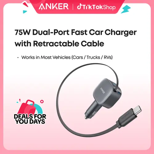 [Limited Offer]Anker USB-C Car Charger, 75W Max Ultra-Compact Type-C Fast Car Charger with Built-in USB-C Retractable Cable, Car Adapter#DealsForYouDays sohochic