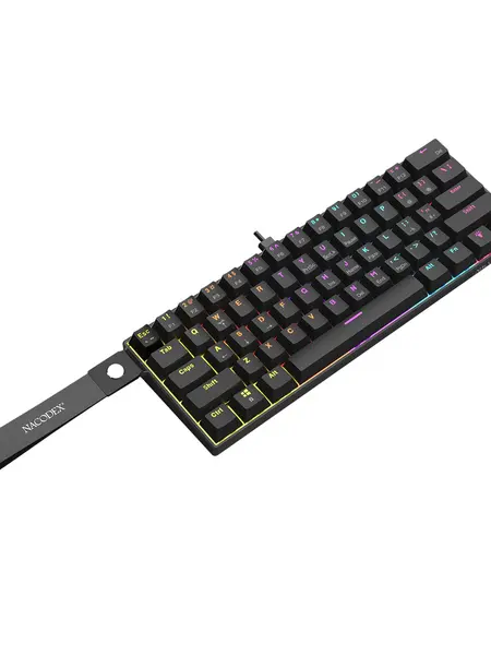 AJAZZ NK61 Wired Mechanical Game Keyboard, Red Switch Compact RGB Mixed-Light Dual-Use Keyboard, Wired Ultra-Slim Computer Keyboard with ABS Low-Profile Chiclet Keycaps, Suitable for E-Sports Gaming and Office