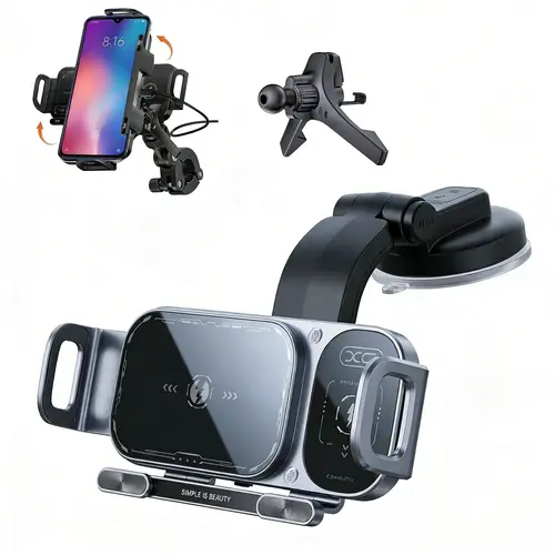 [BackToSchool] Car Wireless Charger Phone Mount - 15W Fast Charging, 90° Adjustable Rotation, Vent-Hook Secure Air Vent Clip, 1-Touch Release, Compatible with Foldable & Regular Phones (iPhone/Samsung/Google)