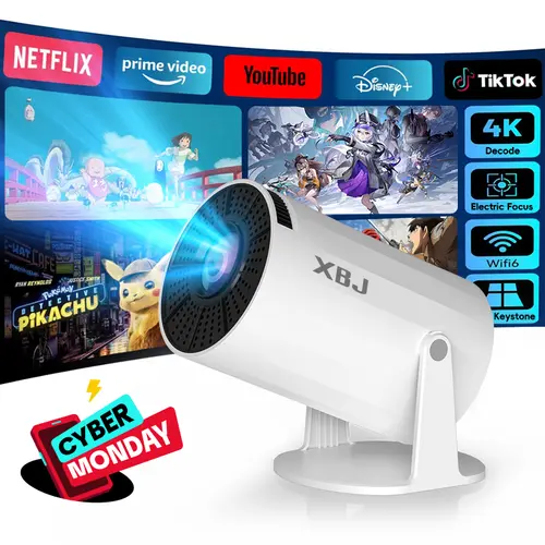 XBJ Mini 4K Decoding Projector with 5G WiFi 6 & BT 5.0 720P Full HD 160 ANSI Lumens Portable Home Theater for Android Audio Bluetooth Game Bigger Watch Better