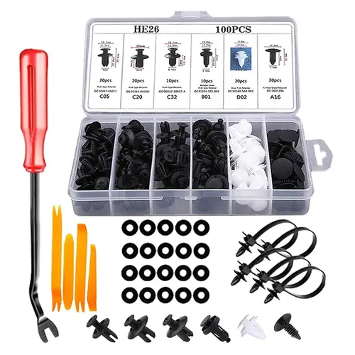 Upgraded 130-PCS Universal Car Nylon Clip Kit - Bumper Repair Tool, Interior Push Retainer Pin Rivet, Fastener for Body Door Trim Panel, Automotive Accessory for Truck Replacement