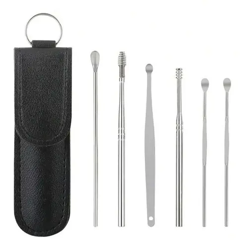 6 Counts Set Stainless Steel Spiral Ear Massage Cleaning Tool,Stainless Steel Earwax Removal Tool kit,Mini Portable Ear-YY