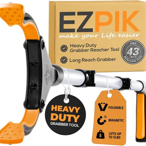 EZPIK Pro 43" Foldable Grabber Reacher Tool for Seniors - Grabbers for Elderly Reaching Tool Heavy Duty Pickup Trash Picker Upper Equipment - Claw Grabber Stick for Reaching Aids, Weed Gripper