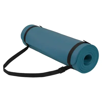 Fitvids 1/2" Thick High Density Exercise Yoga Mat, Carrying Strap, Navy Blue