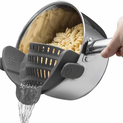 Bonison Silicone Clip-On Heat Resistant Colander - Strainer Utensils for Pots, Pans, Bowls, Pasta & Vegetable Draining, Kitchen Accessories Gadgets