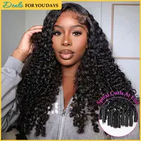 Burmese Curly 3 In 1 Half Wigs With Drawstring High Quality 250% Density Curly Hair Guleless Human Hair Wigs Easy Install Curly Half Wig For Beginners Protective Style #tiktokshopsummersale