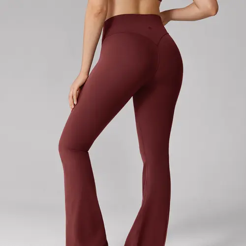 UNISSU Women's Hugcurve No Front Seam Flared Leggings (29.5 in), High Waist Compression Seamless Sculpt Sports Bottoms, Fitness Yoga Pants