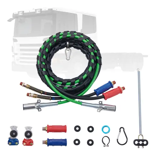 【DealsForYouDays】VEVOR 12FT Semi Truck Air Lines Kit with 2PCS Glad Hands,3-in-1 Air Hoses & 7 Way ABS Electric Power Linewith 2PCS Gladhand Handles4PCS Seals and Tender Spring Kit for Semi Truck Trailer Tractor, Vehicle Accessories,father'sdaygifts